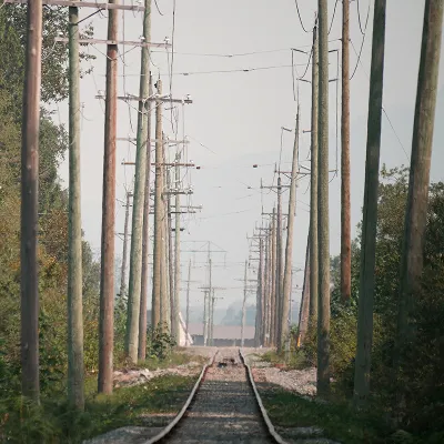 Railroad poles perspective view