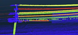 Lidar image of pole lines